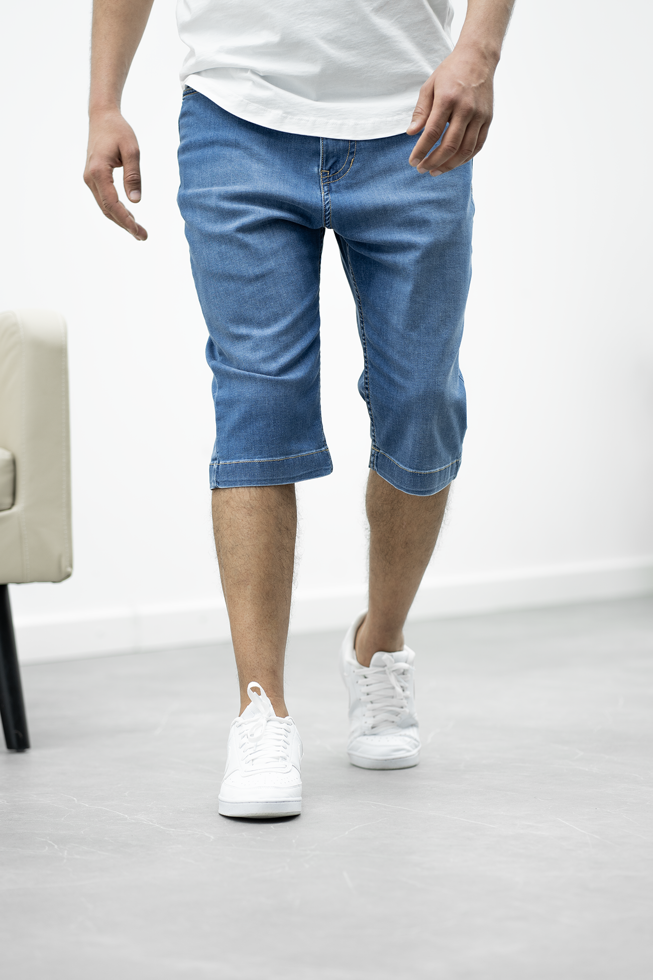 Bermuda long jeans Nil - stone