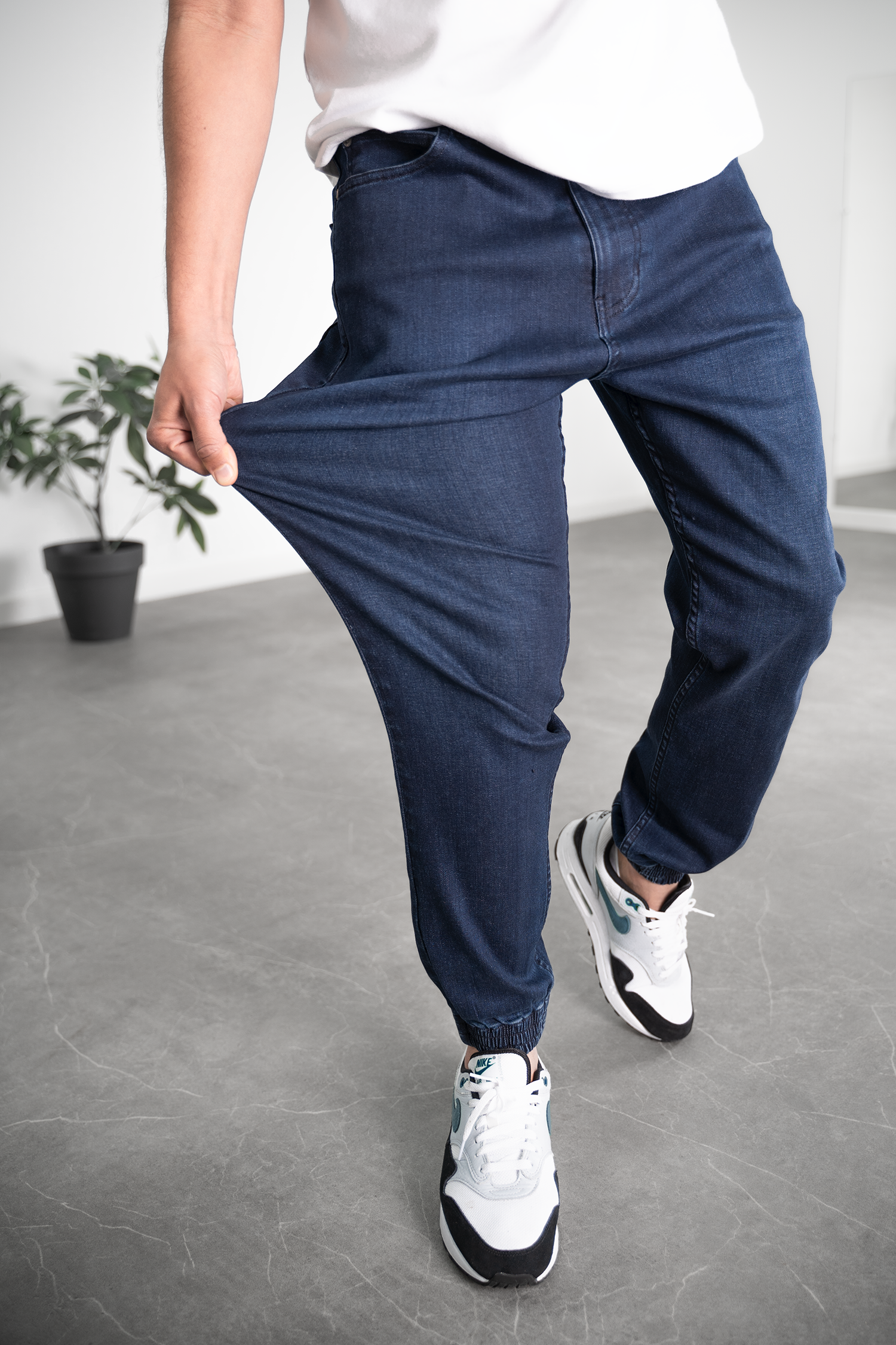Pantalon jogpant jeans stone bleu