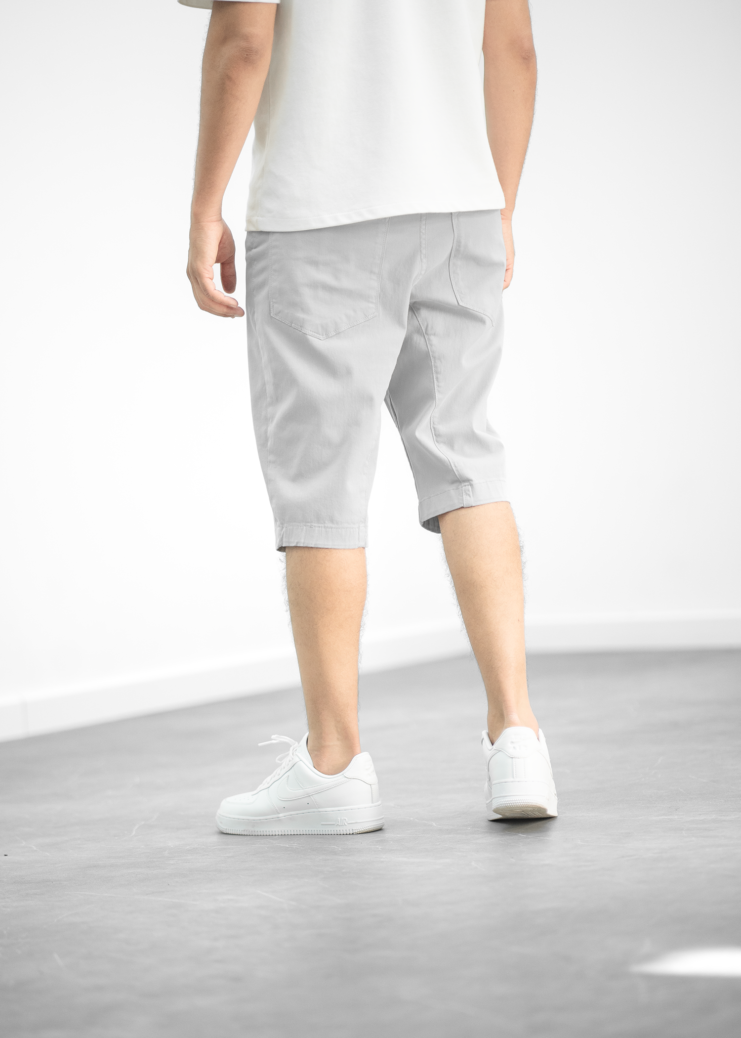 Bermuda long confort - Gris clair