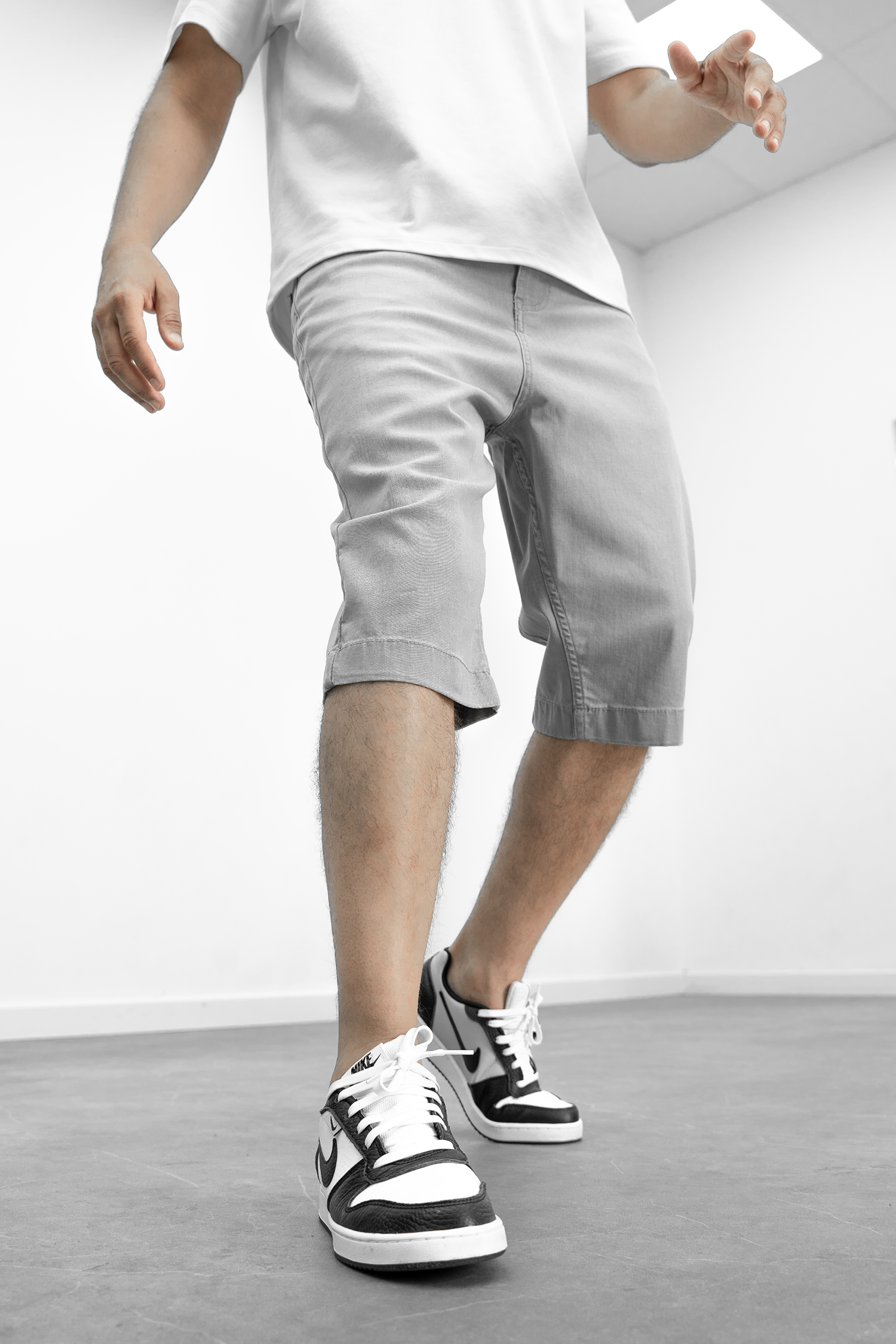 Bermuda long jeans gris