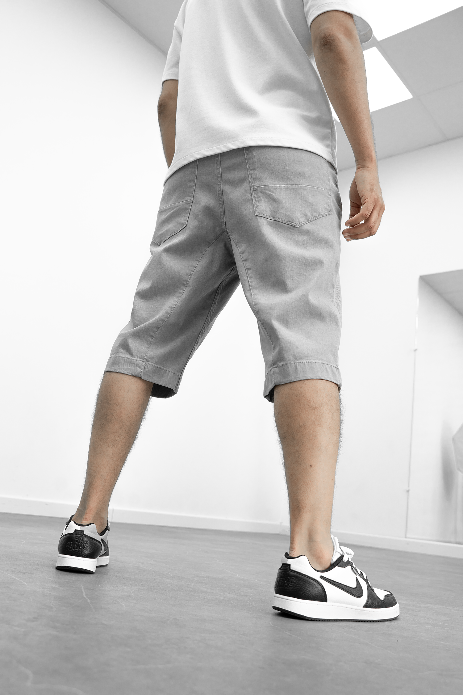 Bermuda long jeans gris