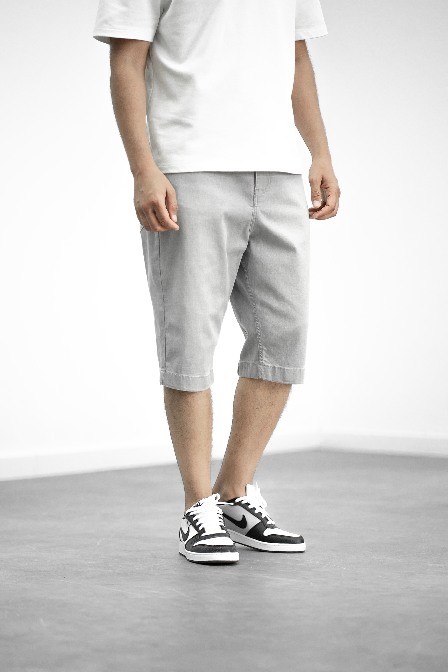Bermuda long jeans gris - Gris
