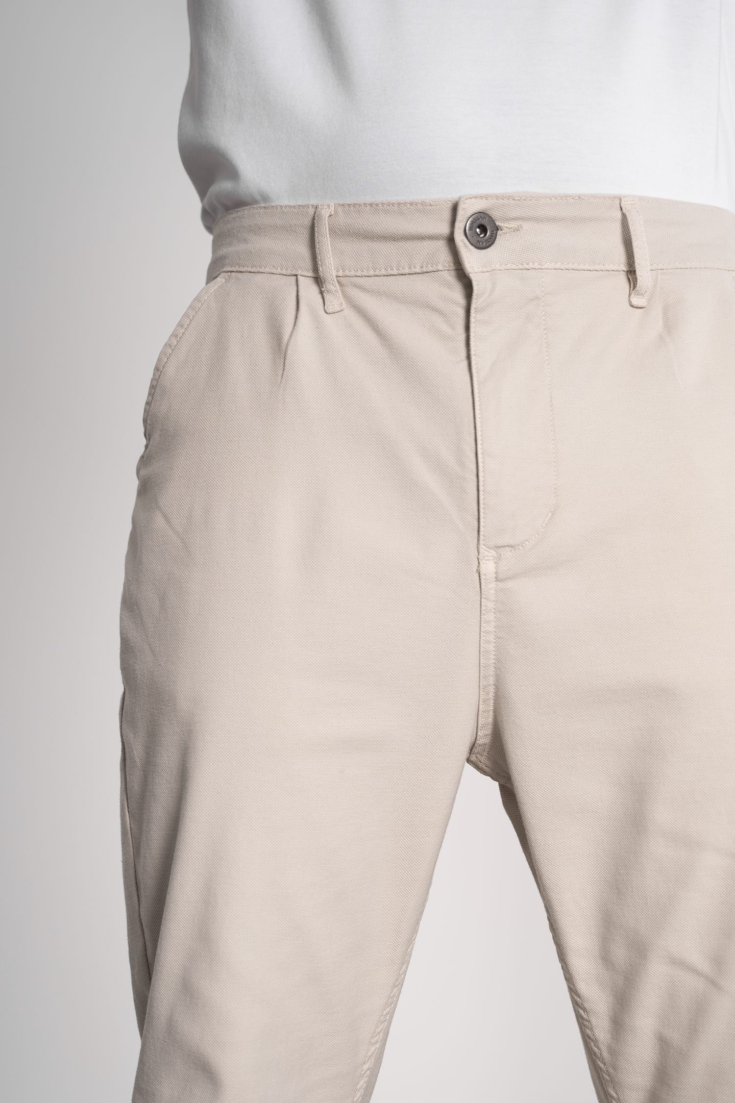 Pantalon homme piqué à pinces - crème