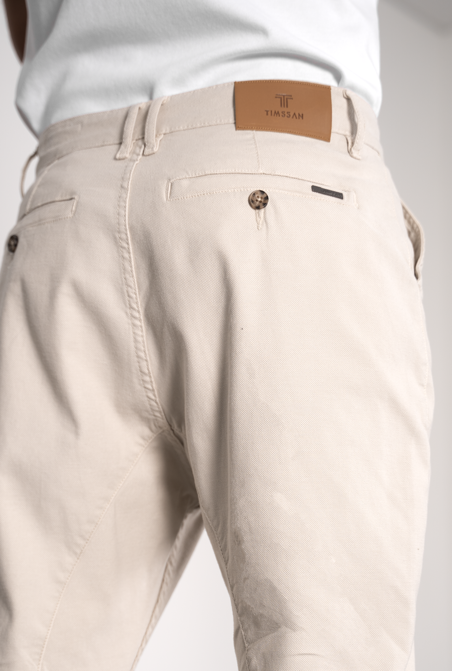 Pantalon homme piqué à pinces - crème