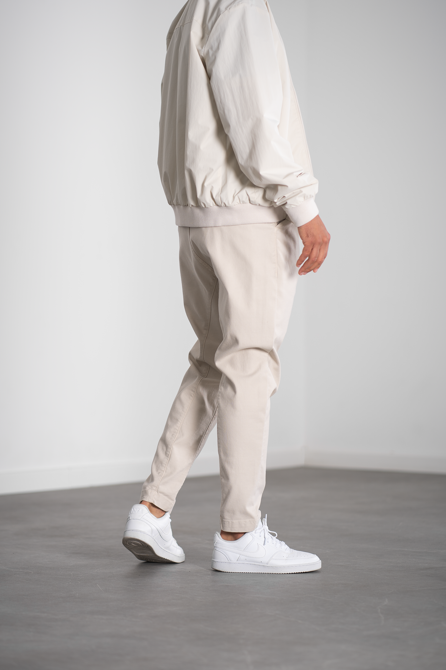 Pantalon homme piqué à pinces - crème