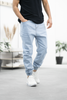 PANTALON HOMME JOGPANT JEANS BLEU BLEACH