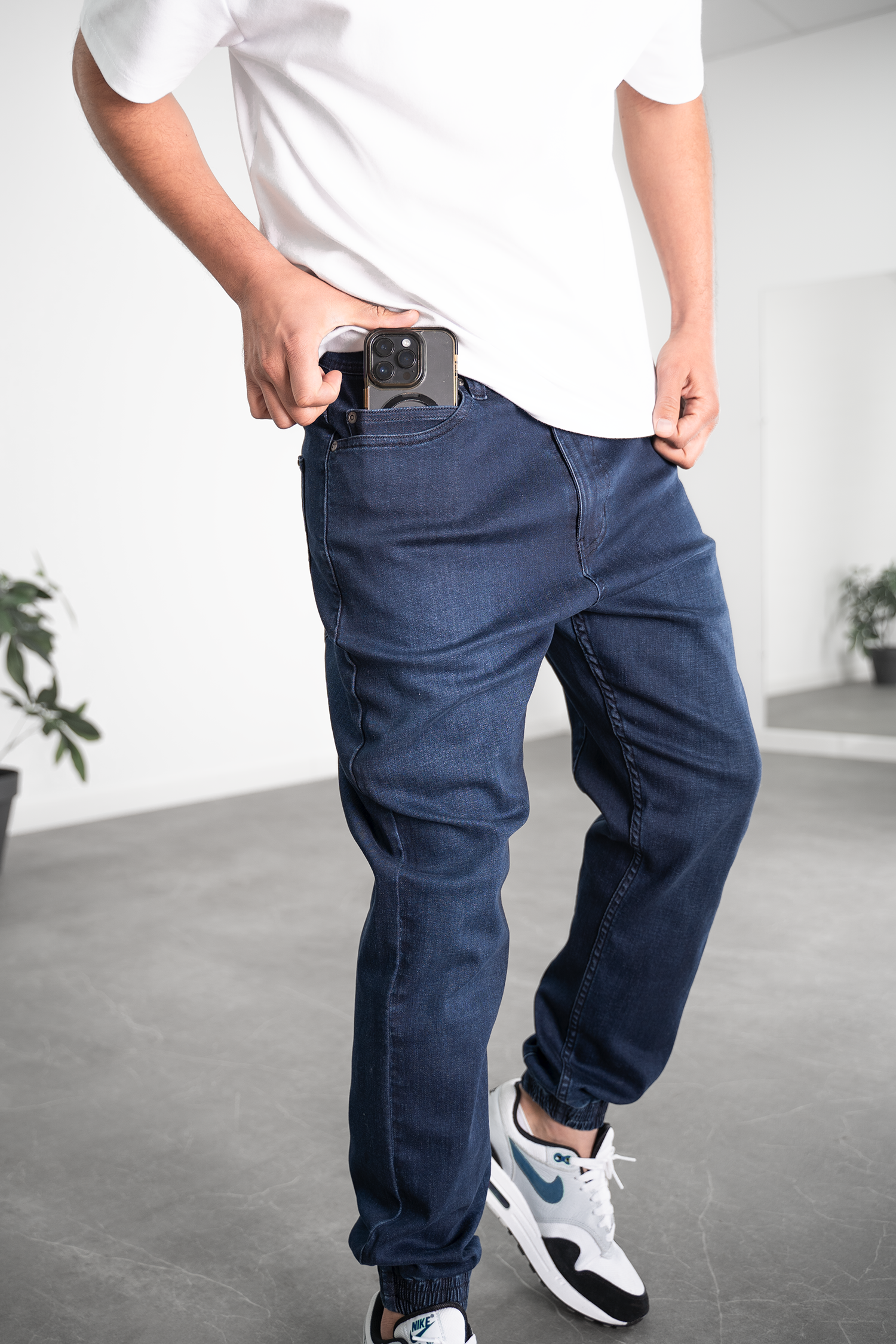 Pantalon jogpant jeans stone bleu