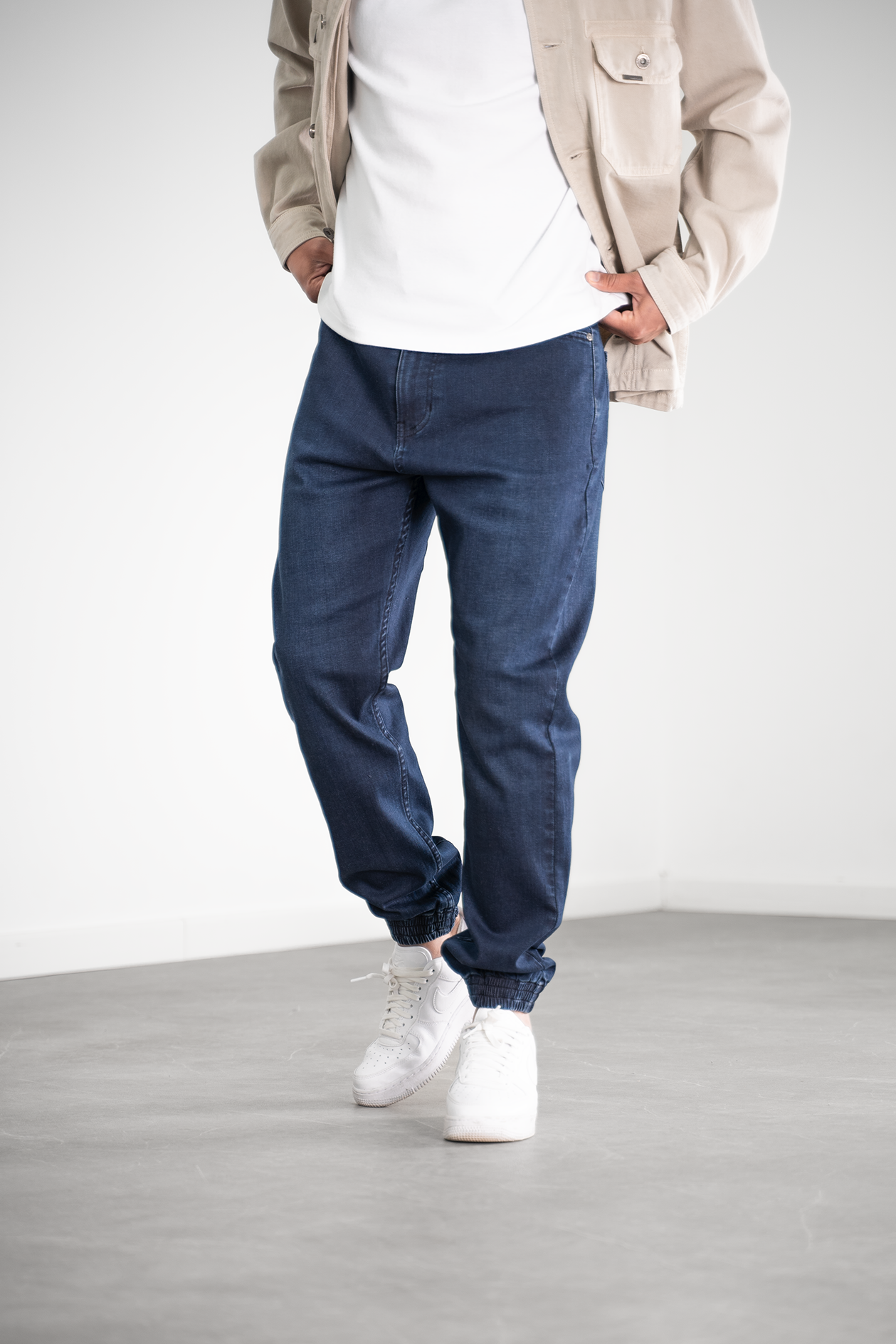 Pantalon jogpant jeans stone bleu