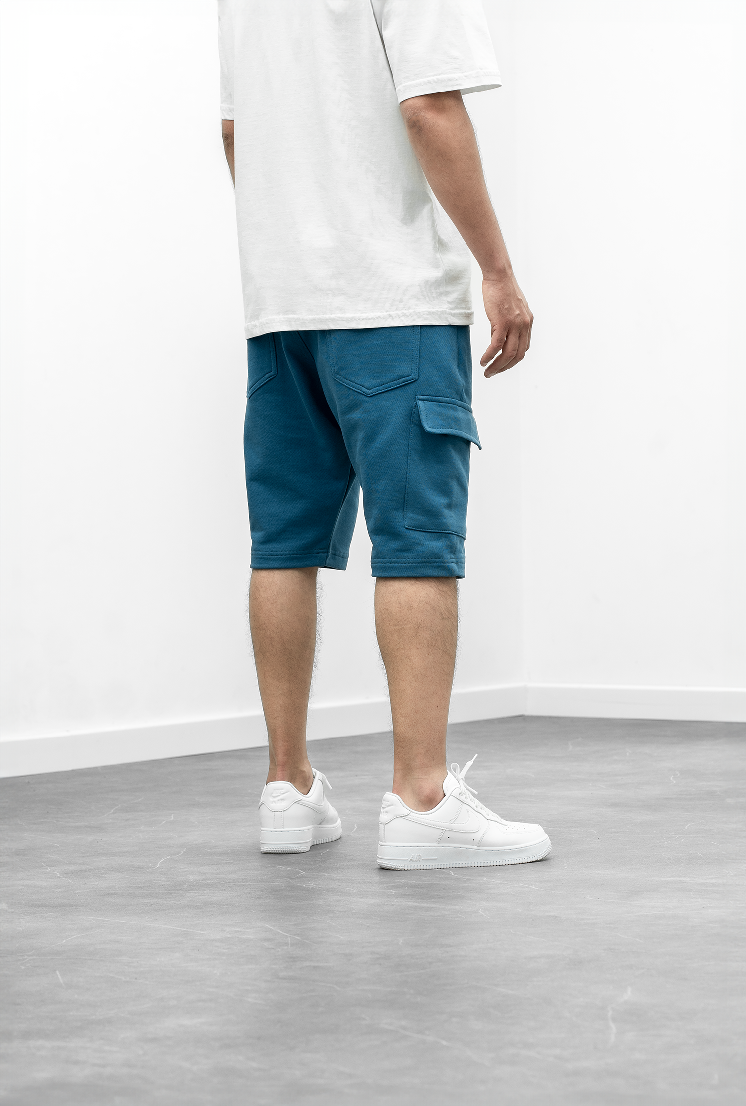 Bermuda long Cargo Molletoné - Bleu