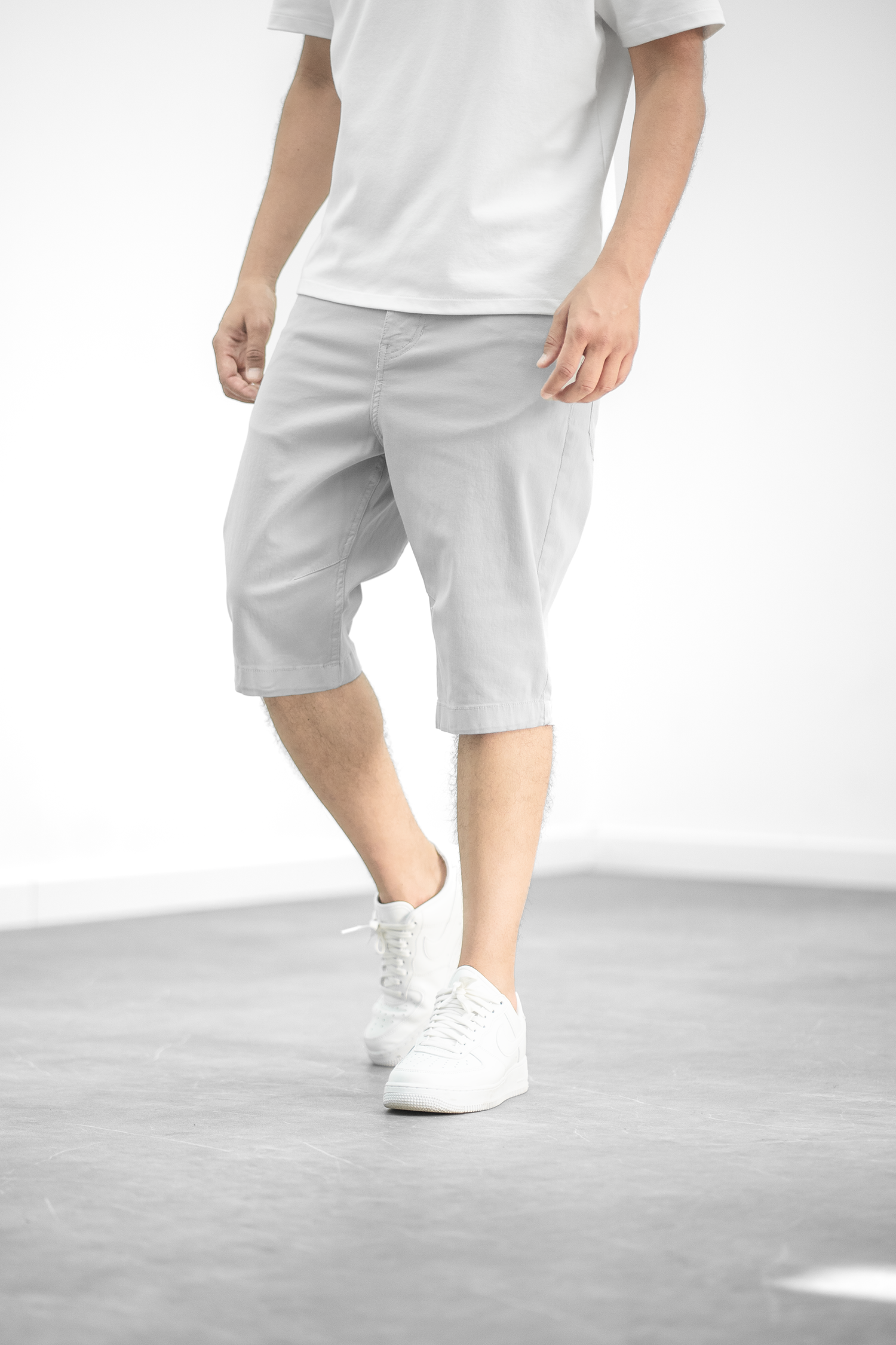 Bermuda long confort - gris clair