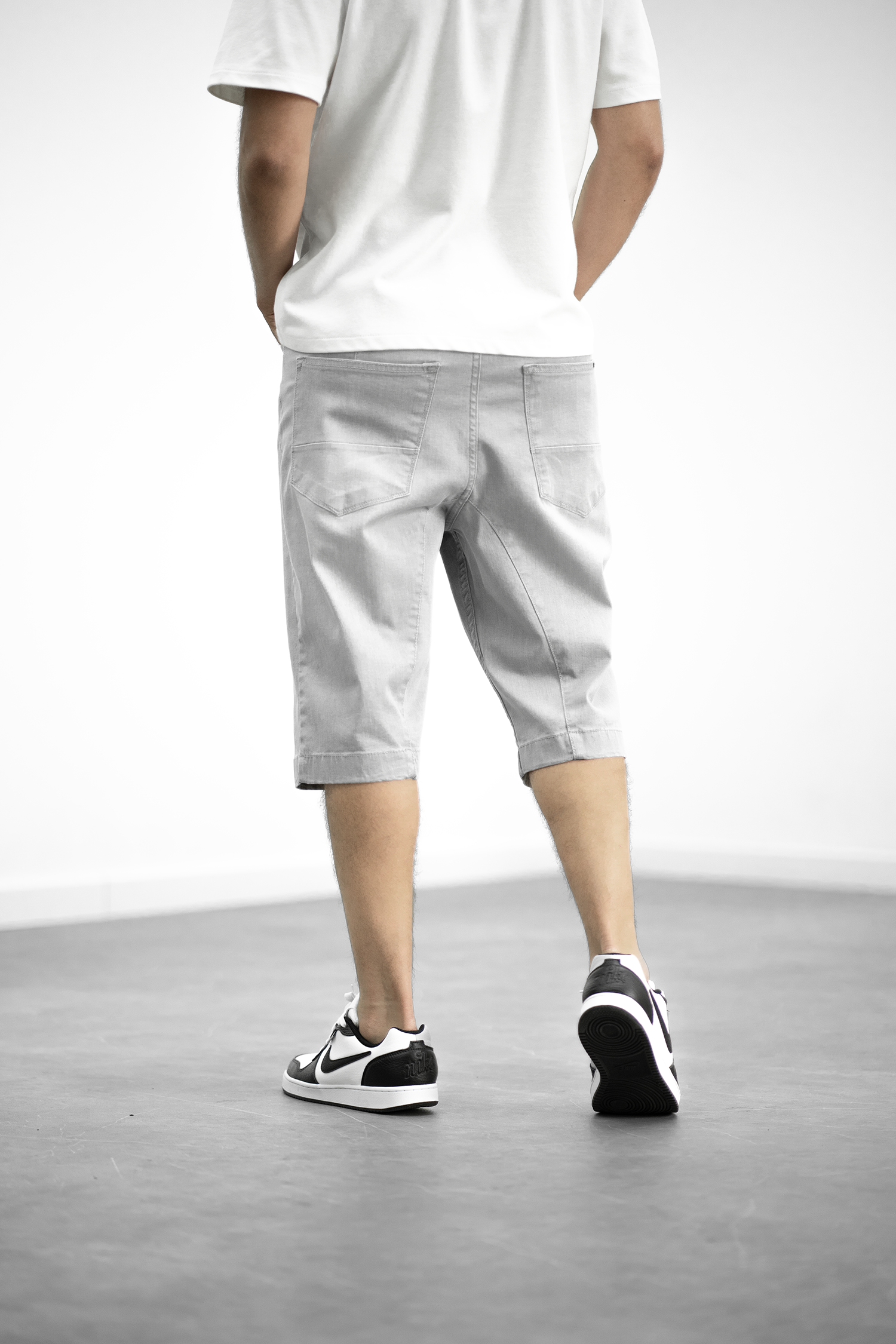 Bermuda long jeans gris