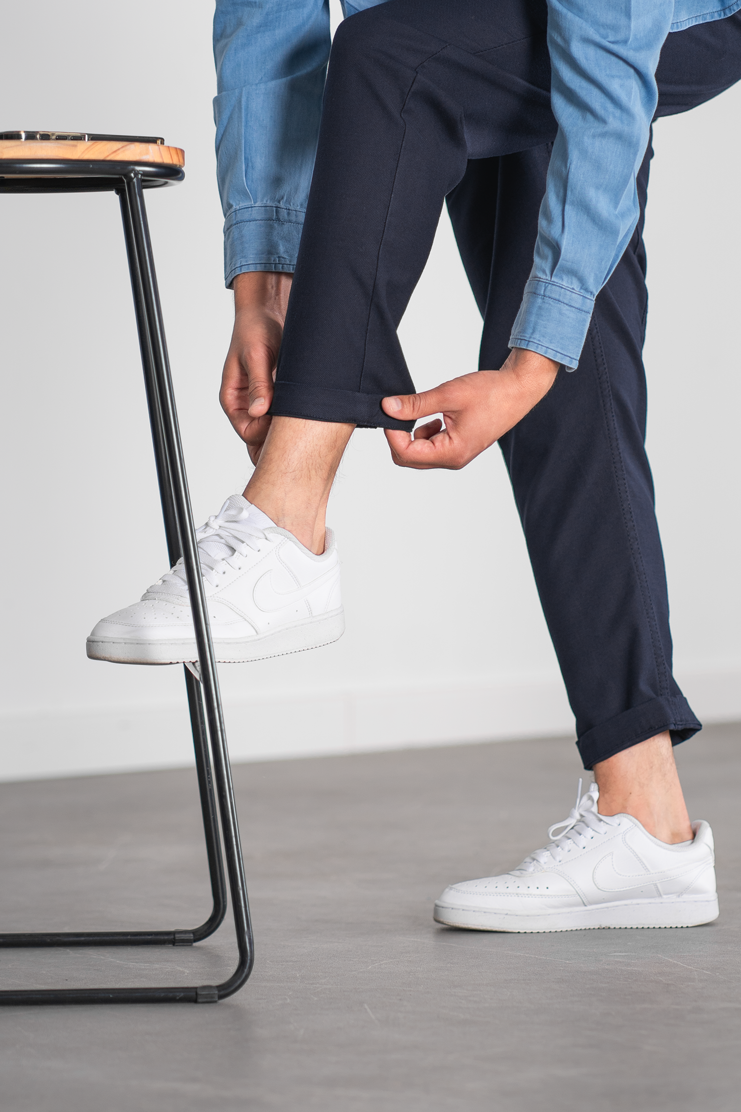 Pantalon homme piqué à pinces - marine