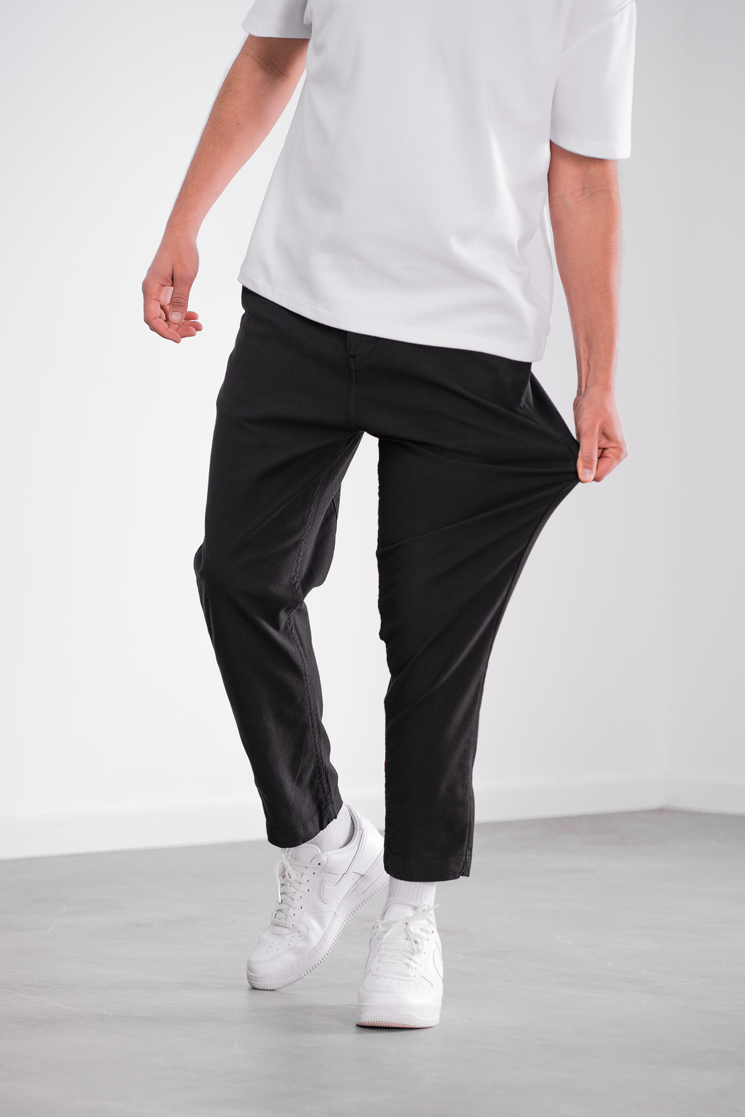 PINCE – Pantalon Piqué - noir